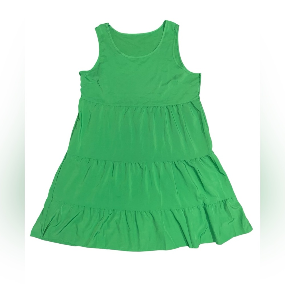 Green Layered Babydoll Casual Dress